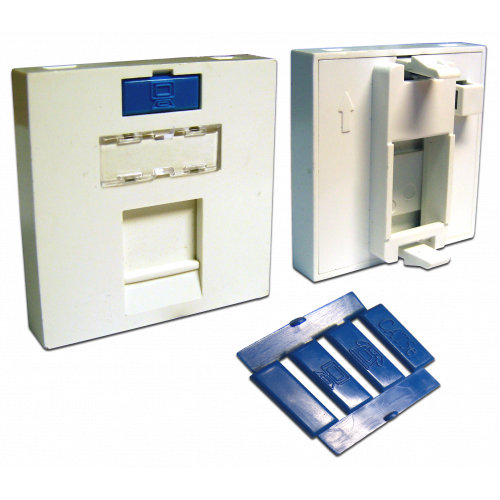 45x45 insert for 1 Keystone, with shutter, labels and icons, white
